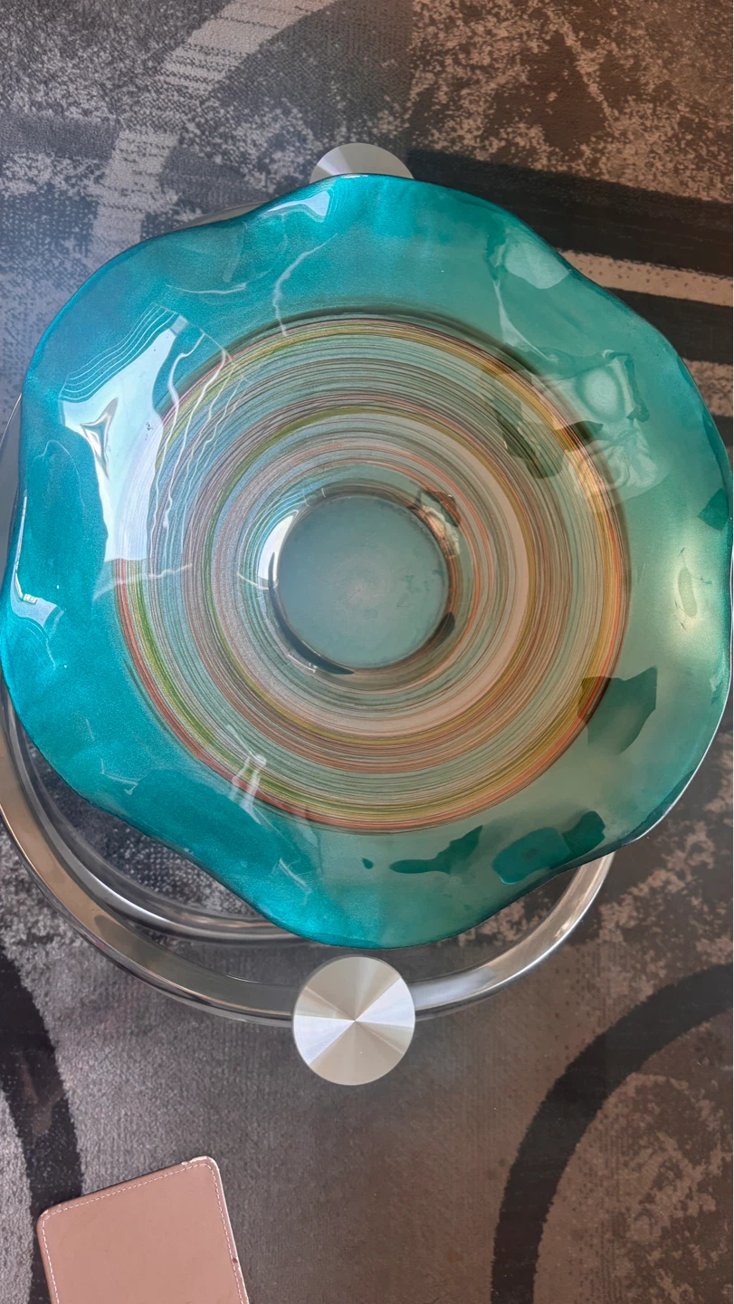 Decorative Teal Swirl Glass Bowl