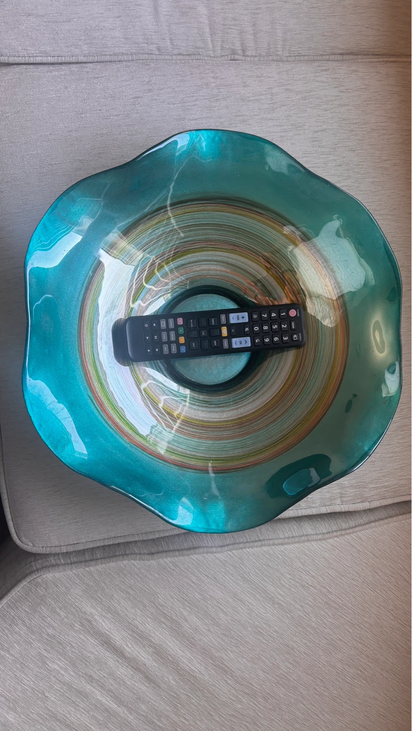 Decorative Teal Swirl Glass Bowl - photo 3