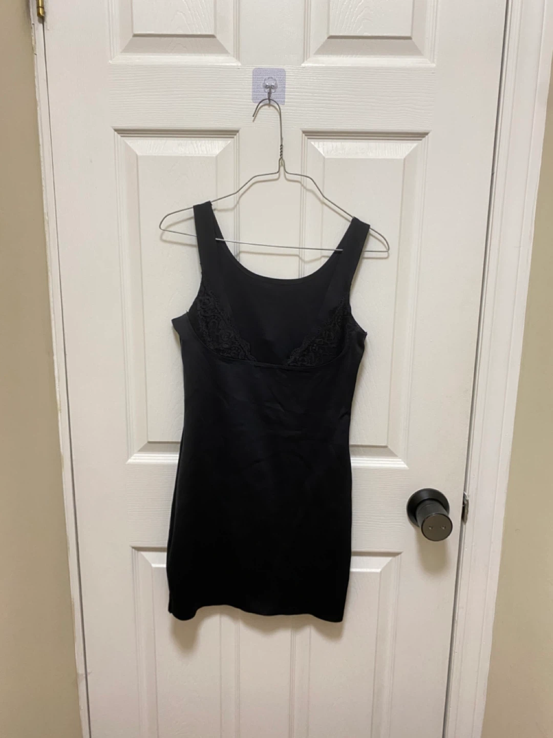 Black Lace Trim Slip Dress