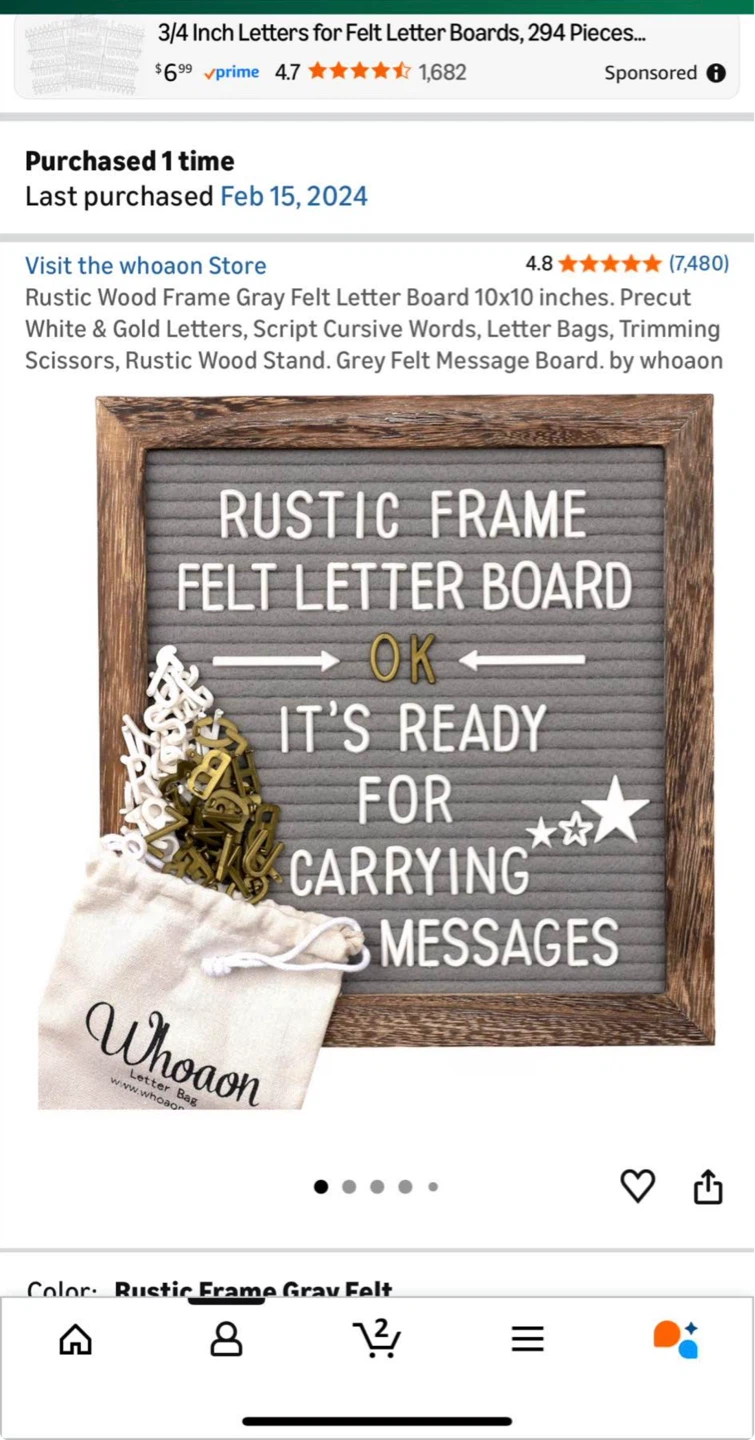 Rustic Wood Frame Felt Letter Board 10x10 inches - photo 2