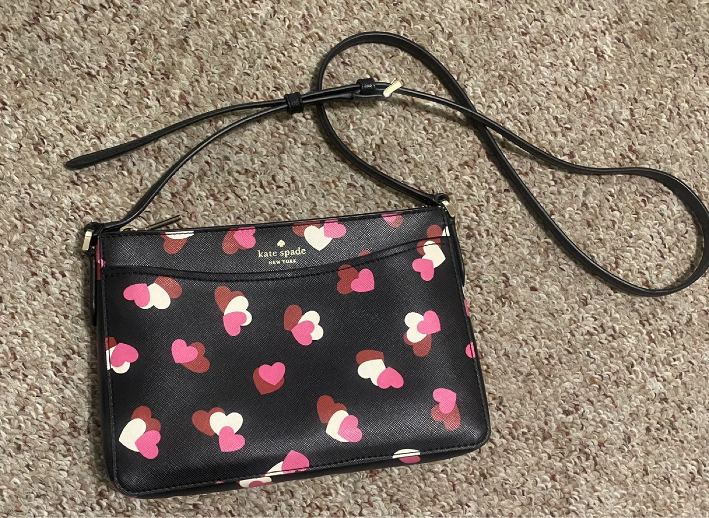 Kate Spade crossbody bag with heart print