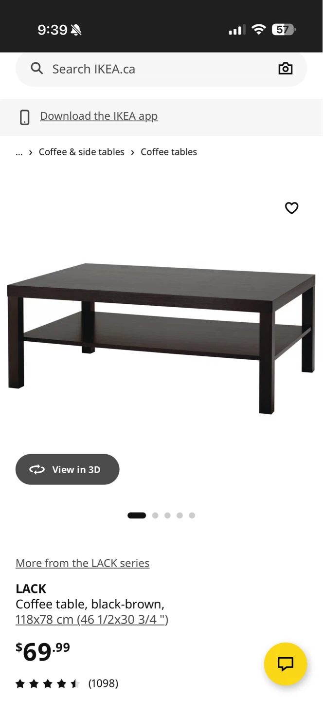 IKEA LACK Coffee Table - Black-Brown