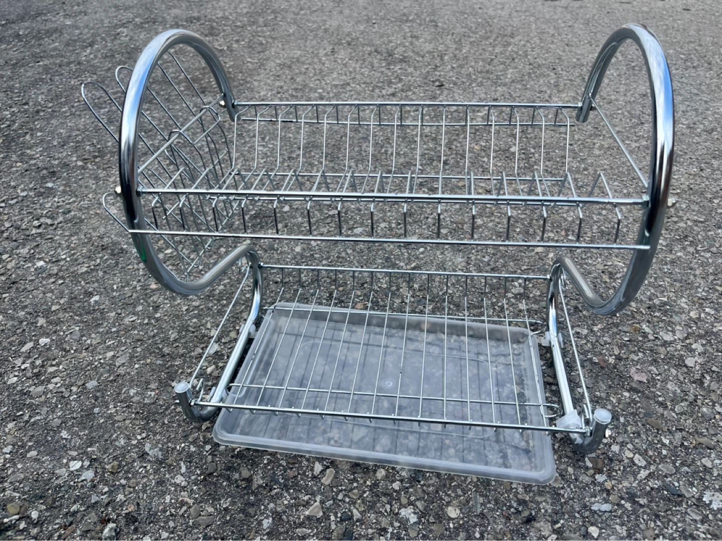 Chrome Two-Tier Dish Rack with Drip Tray