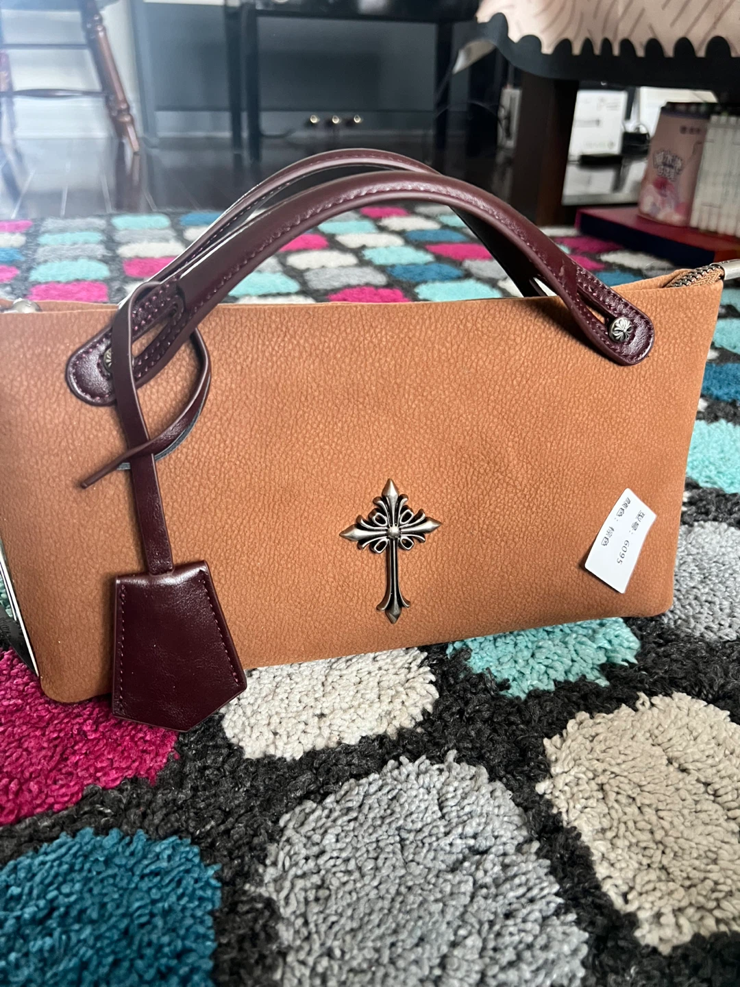 Brown Cross Detail Handbag