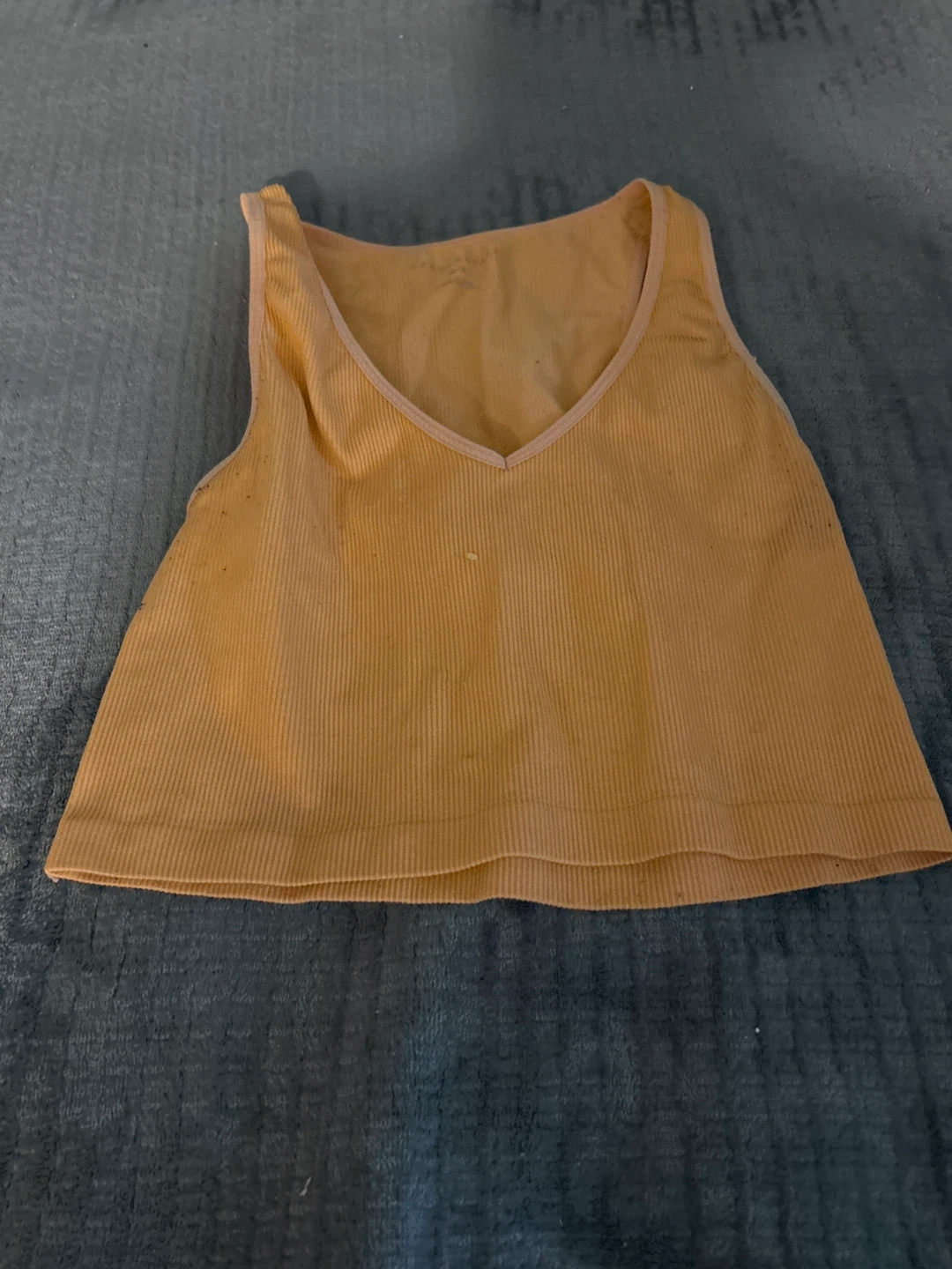 Women's Ribbed V-Neck Tank Top - Mustard Yellow
