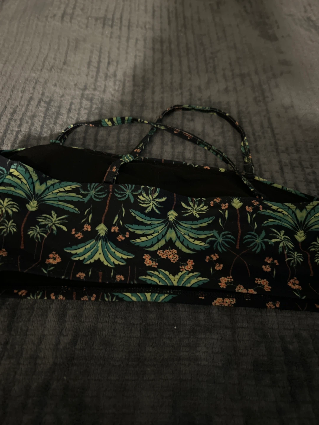 Black Tropical Print Bandeau swim top - photo 2