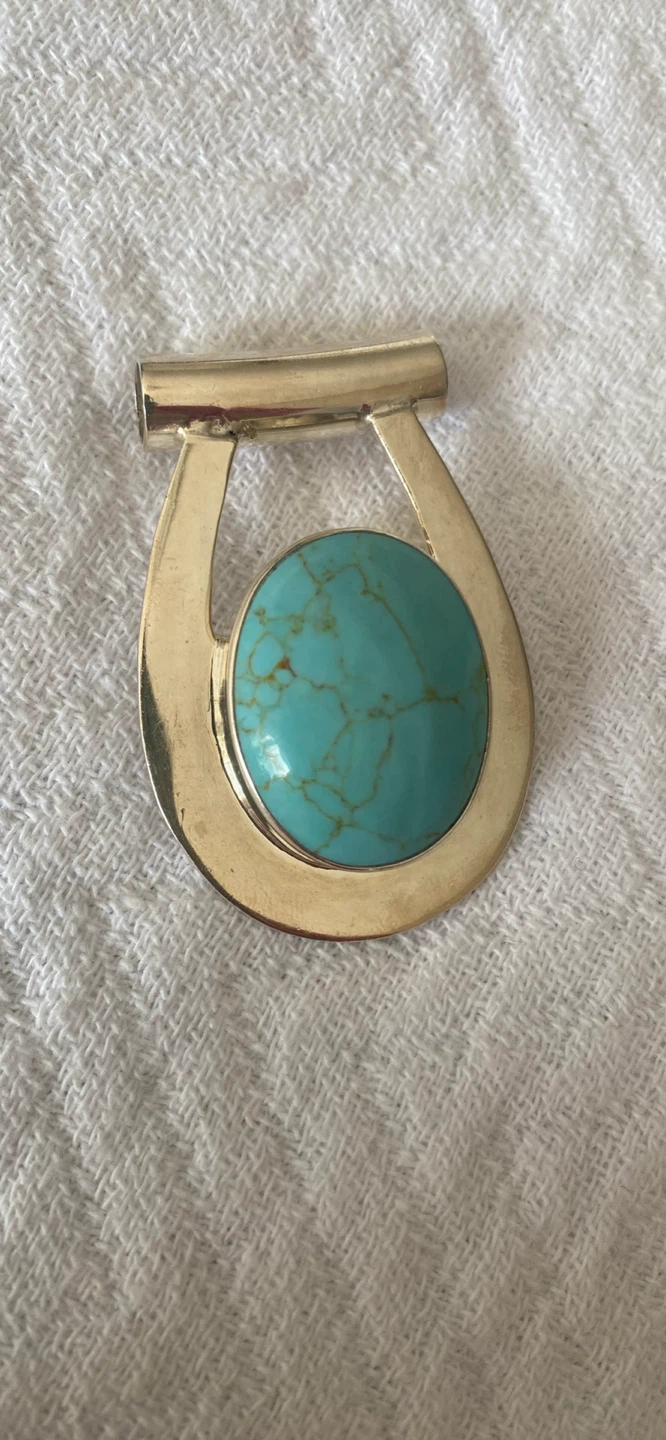 Turquoise and Sterling Silver Pendant 925 Mexico - photo 2