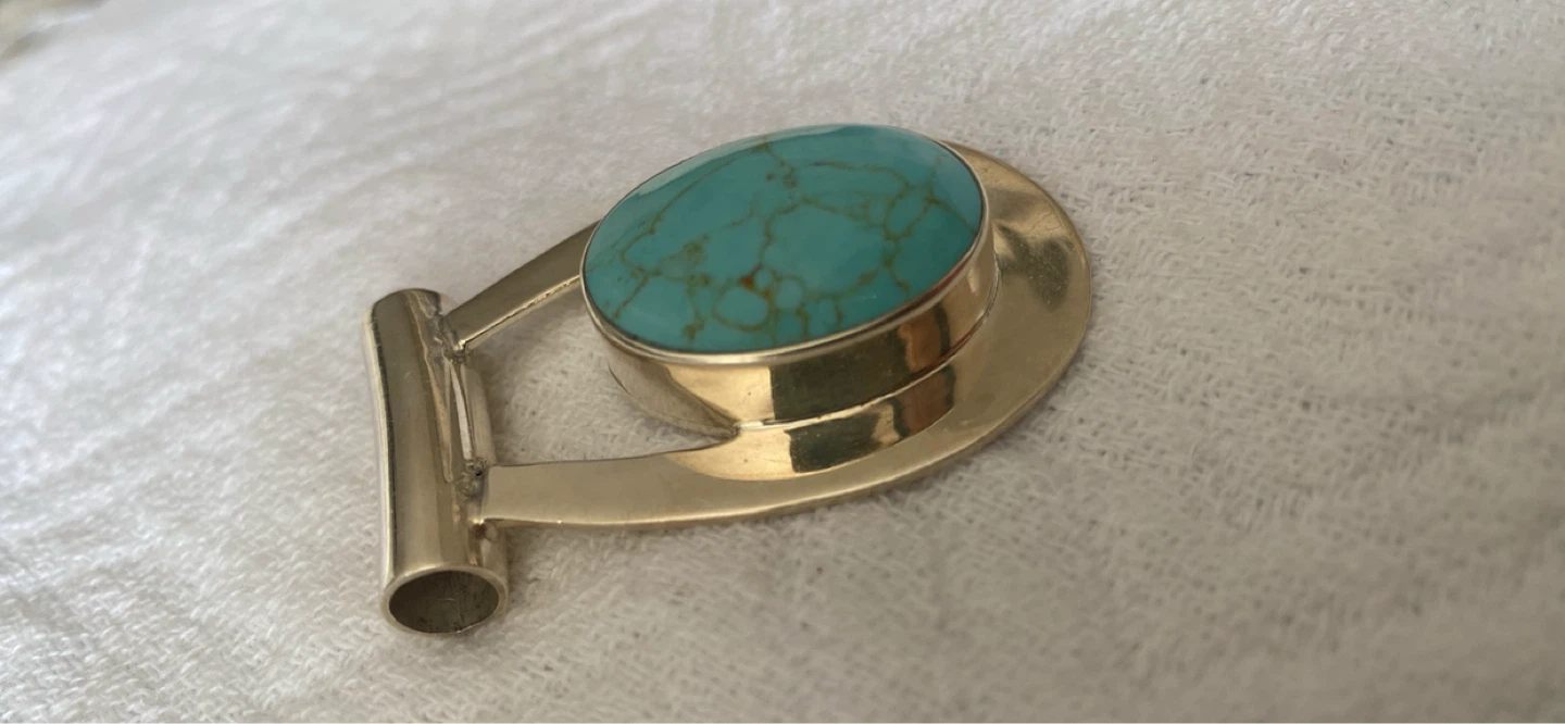 Turquoise and Sterling Silver Pendant 925 Mexico - photo 4