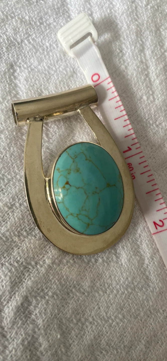 Turquoise and Sterling Silver Pendant 925 Mexico