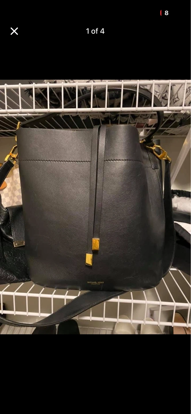 Michael Kors Black Leather Bucket Bag