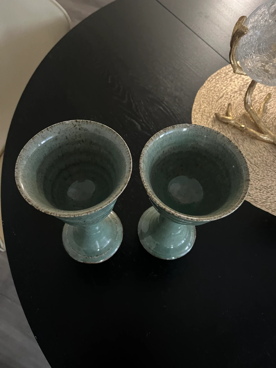 Set of 2 Teal Ceramic Goblets - photo 3