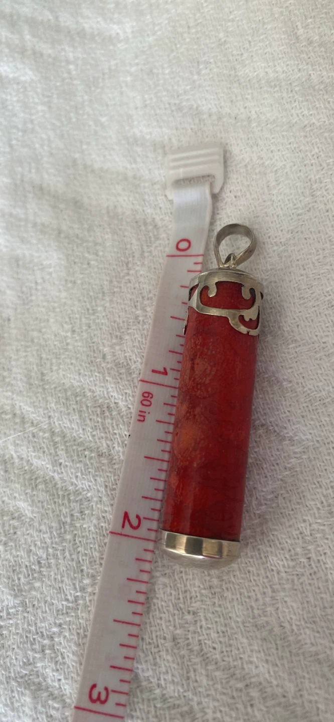 Red Coral and Silver  Pendant - photo 5