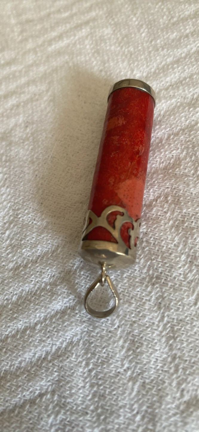 Red Coral and Silver  Pendant - photo 2