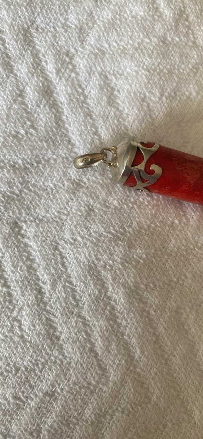 Red Coral and Silver  Pendant - photo 4