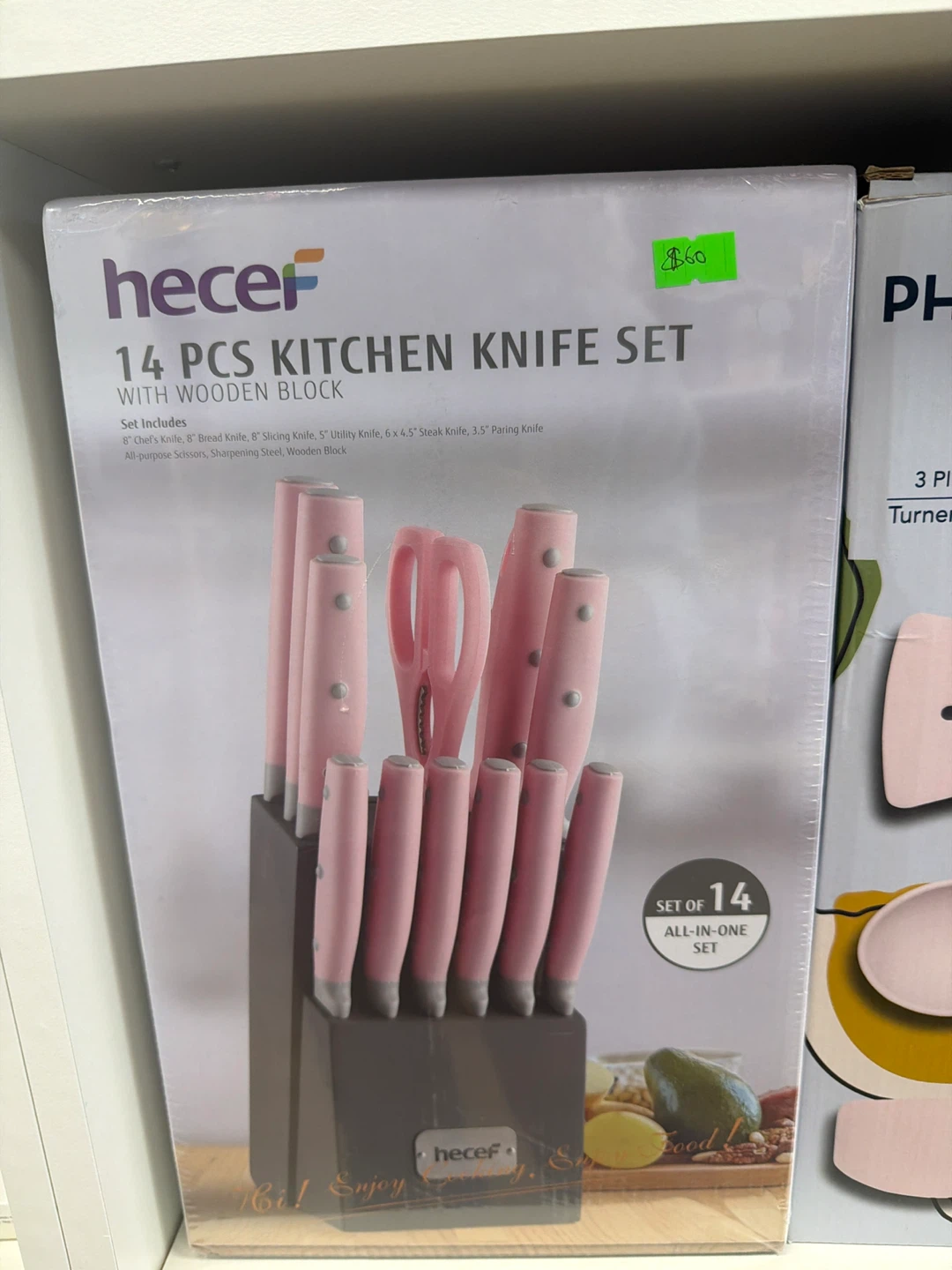 Hecel 14 Piece Kitchen Knife Set with Wooden Block