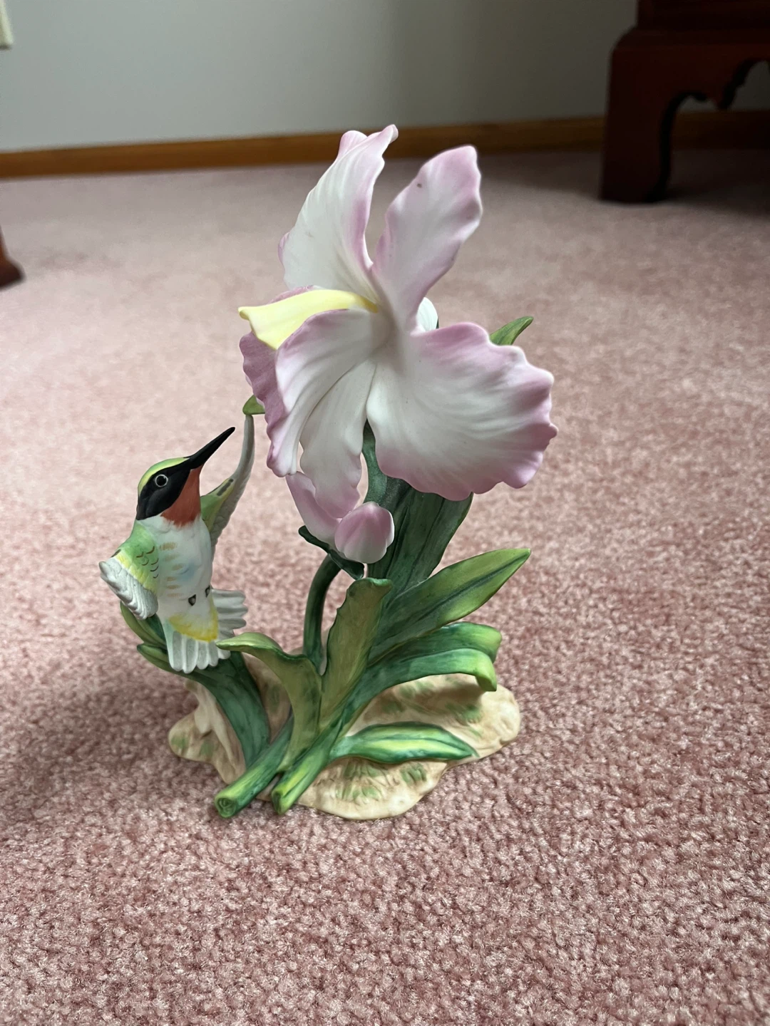 HOMCO Masterpiece Bone China Hummingbird & Orchid Figurine 1985 - photo 2