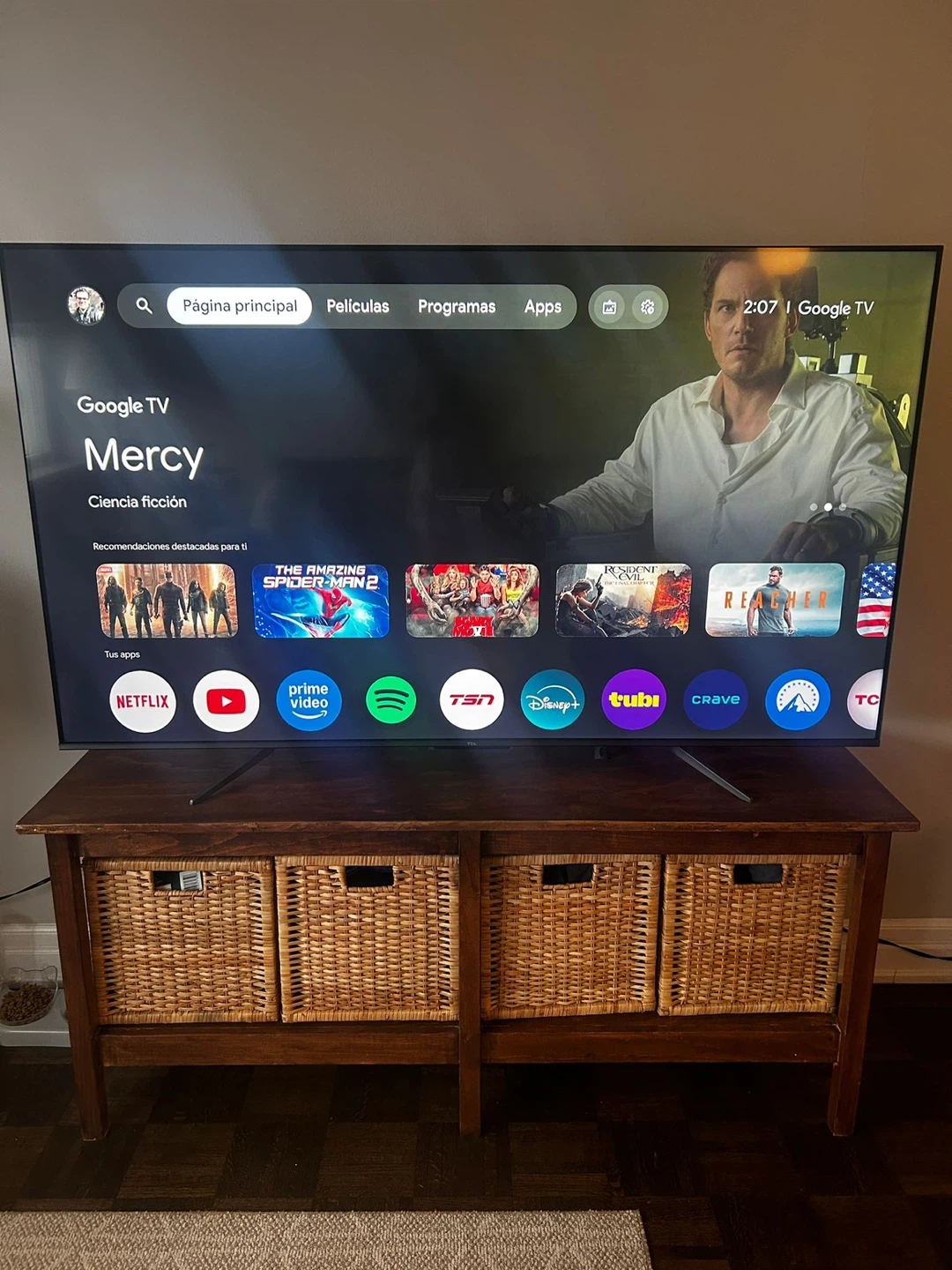 Wooden TV Stand with Baskets - photo 2