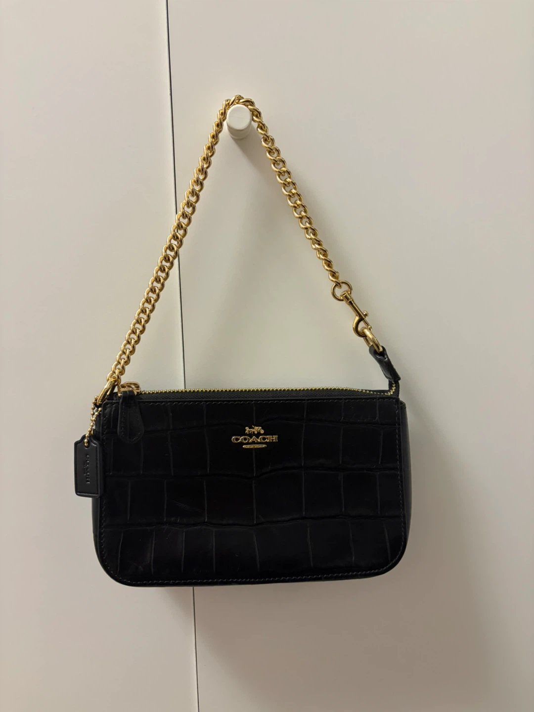 Coach Black Embossed Leather Wristlet - photo 2