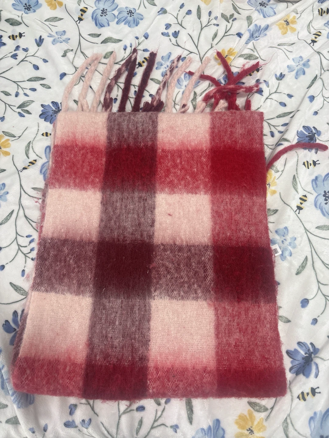 Pink and Red Plaid Scarf