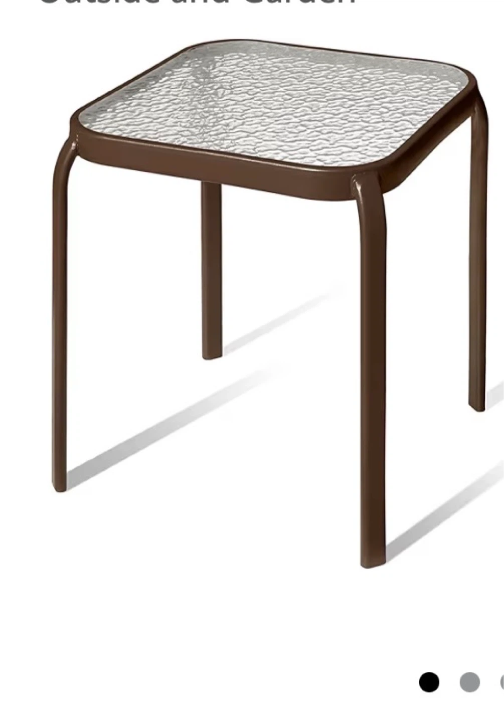 Black Metal Side Table with Textured Glass Top