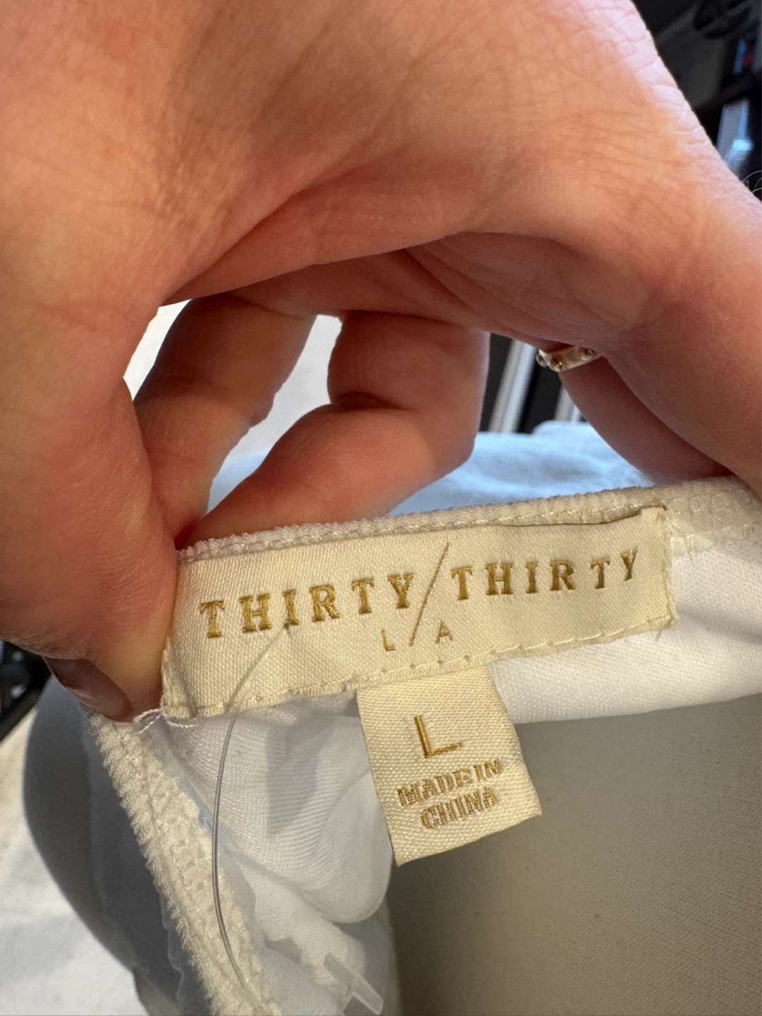 Thirty Thirty White Smocked Peasant Top - Size L - photo 2