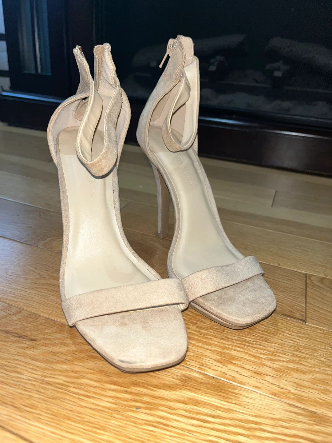 Wild Diva Lounge Nude Suede Ankle Strap Heels - Size 7 - photo 2