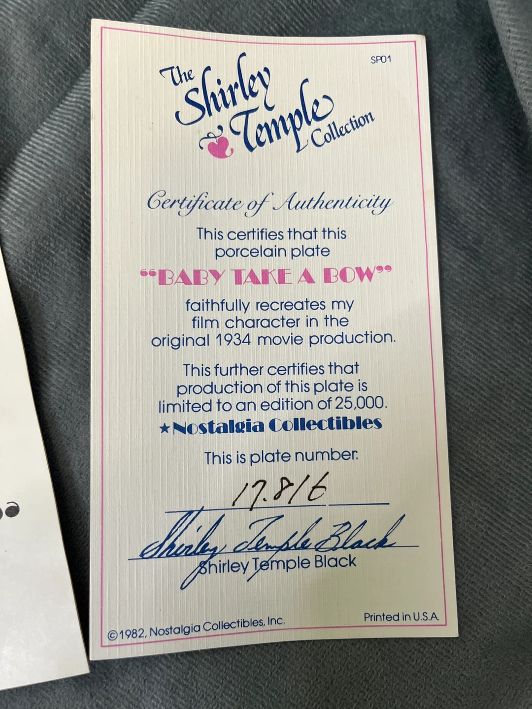 Shirley Temple collector plate - photo 4