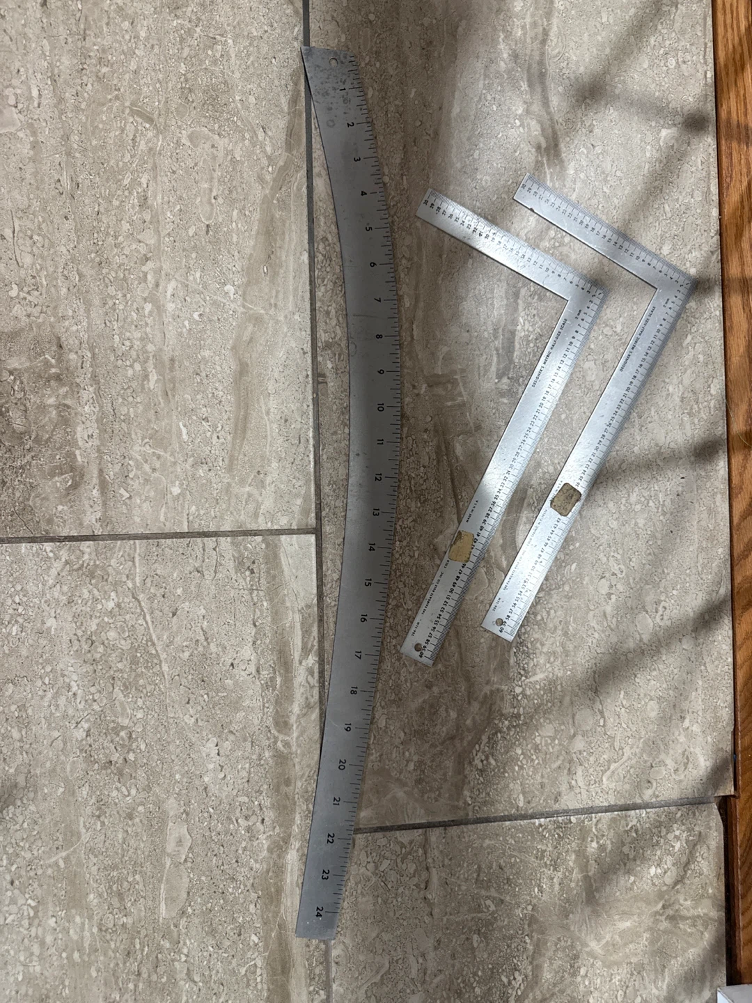 Set of 3 Metal Rulers and Squares