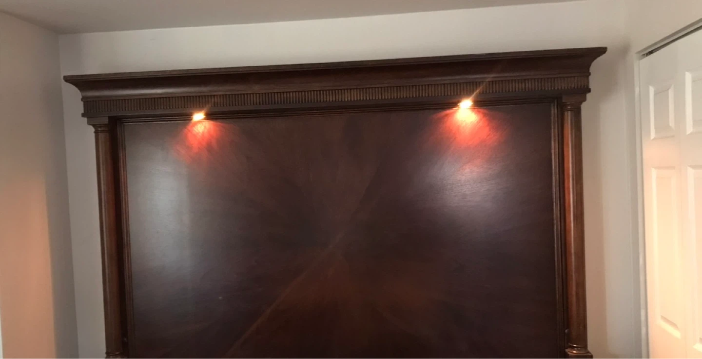 Dark Wood Headboard with Built-in Lights