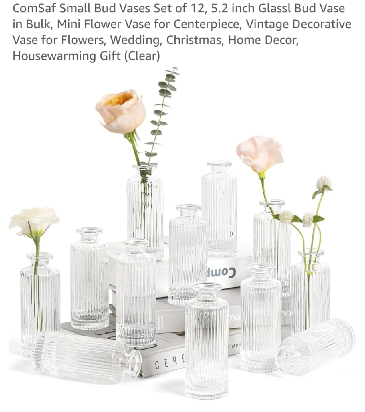 New Clear Glass Mini Bud Vases Set of 12