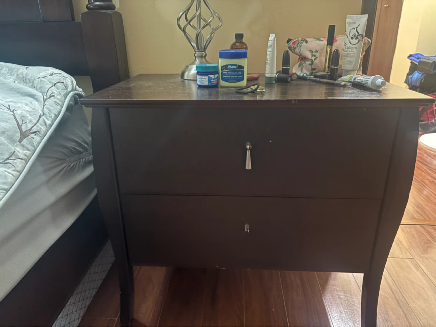 Dark Wood Dresser with 5 Drawers and Cabinet - photo 3