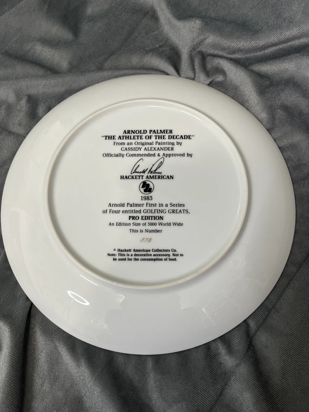 Arnold Palmer autographed collectors plate (golf) - photo 4