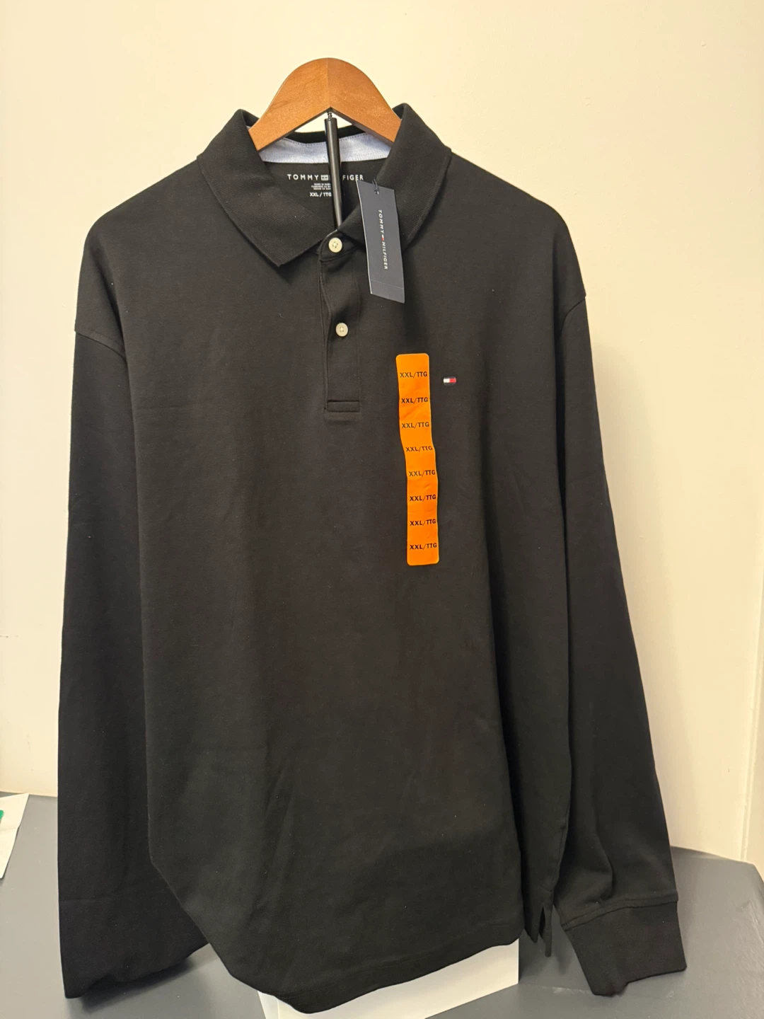 Tommy Hilfiger Black Long Sleeve Polo Shirt XXL