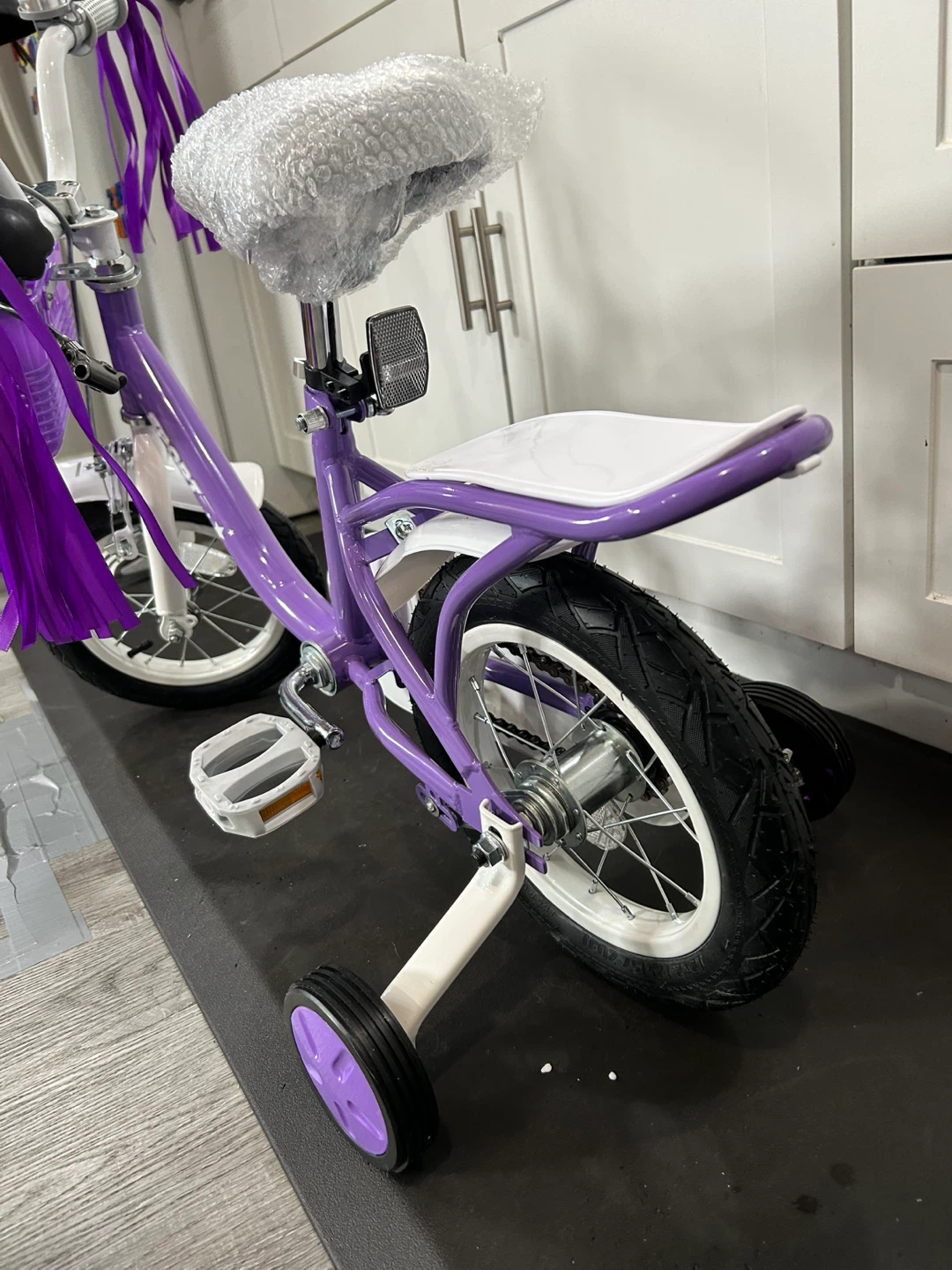 Kids Purple Bike with Basket and Training Wheels - photo 3