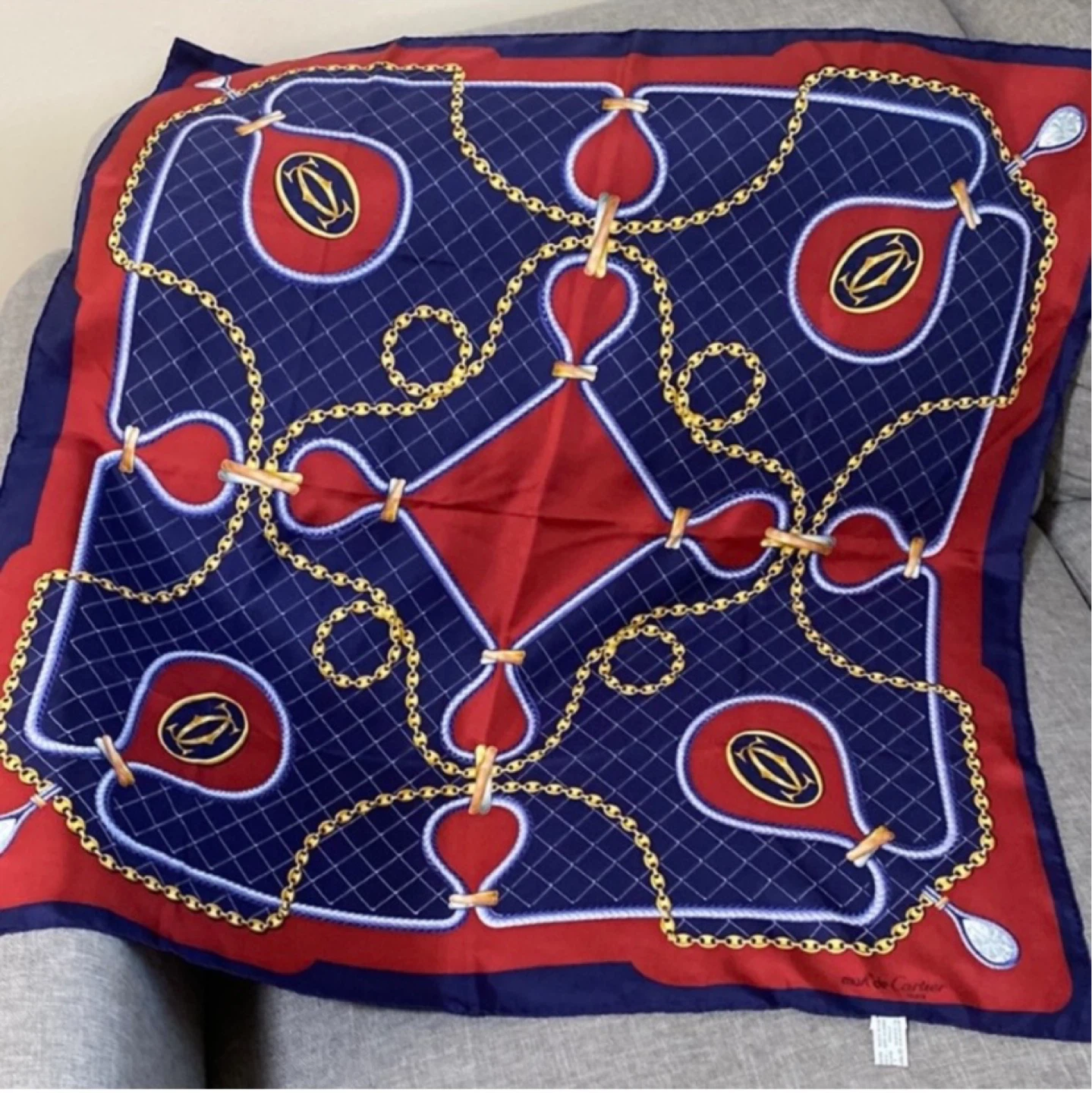 Authentic Must de Cartier Silk Scarf