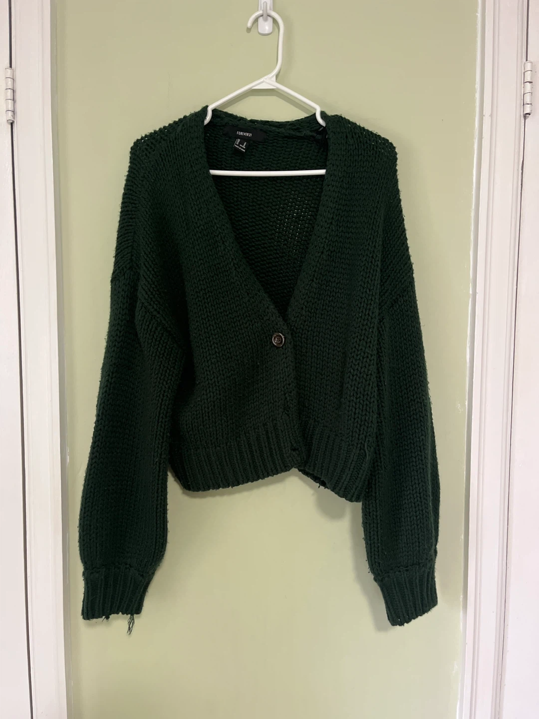 FOREVER 21 Green Knit Cardigan Coat - Size Medium