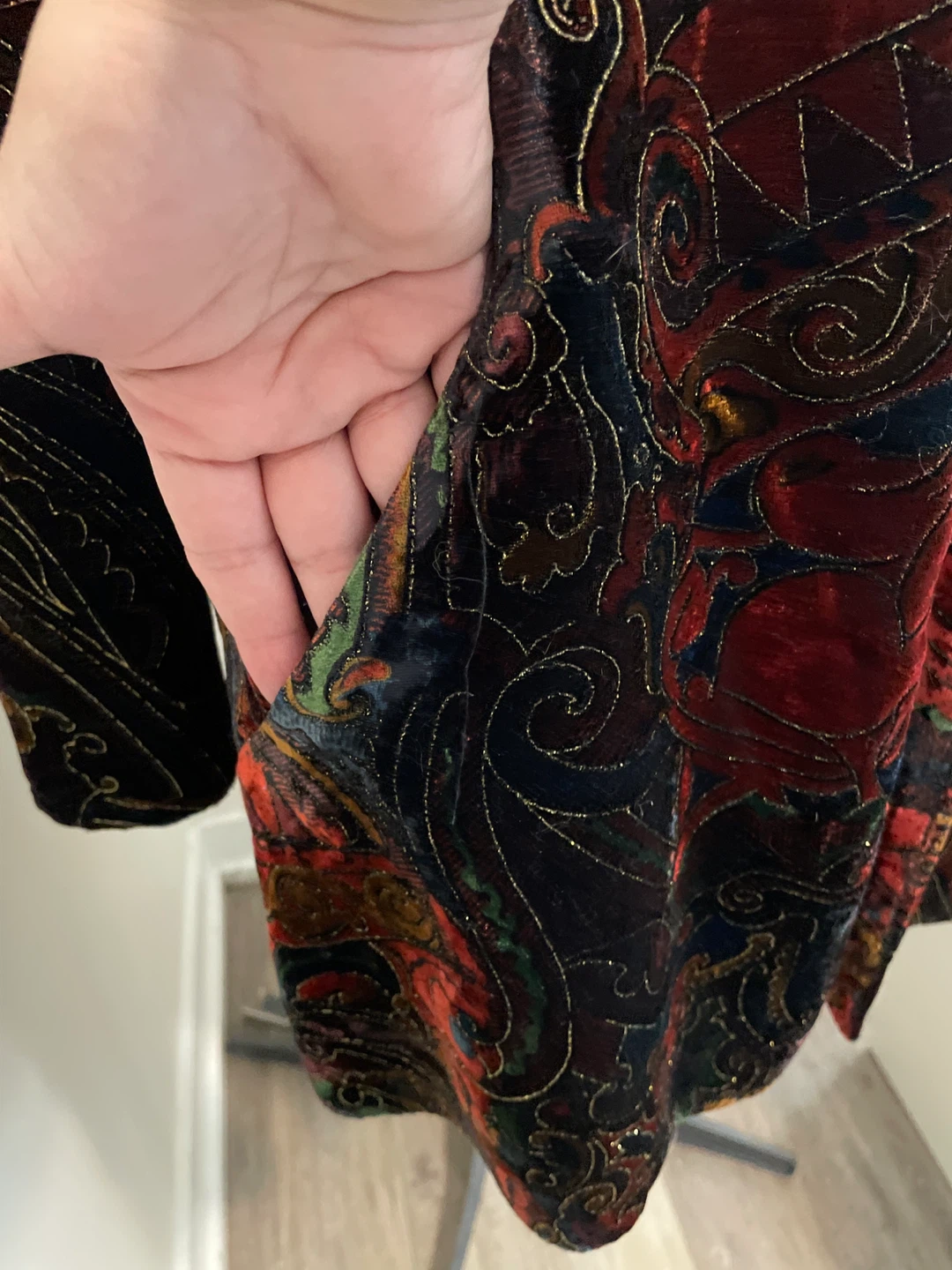 Velvet Print Open Front Jacket - photo 3