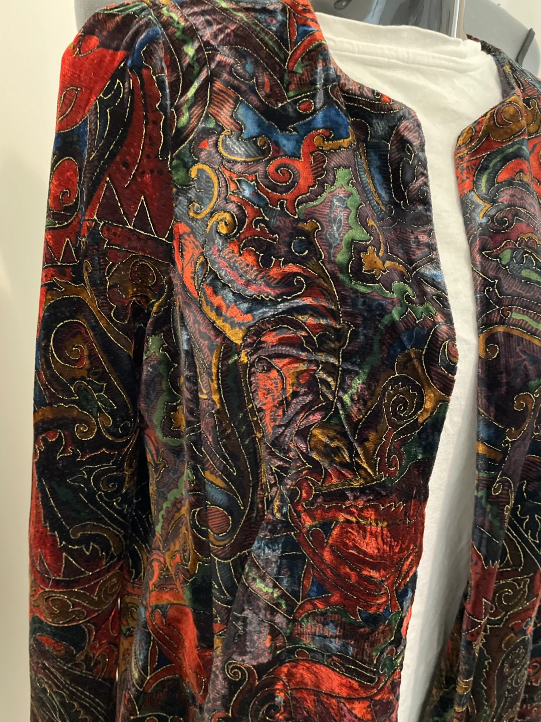 Velvet Print Open Front Jacket - photo 2