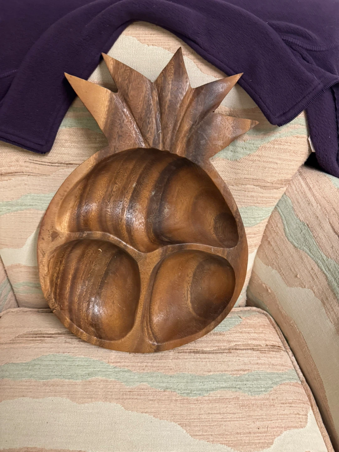 Acacia Collection Wooden Pineapple Divided Serving Dish