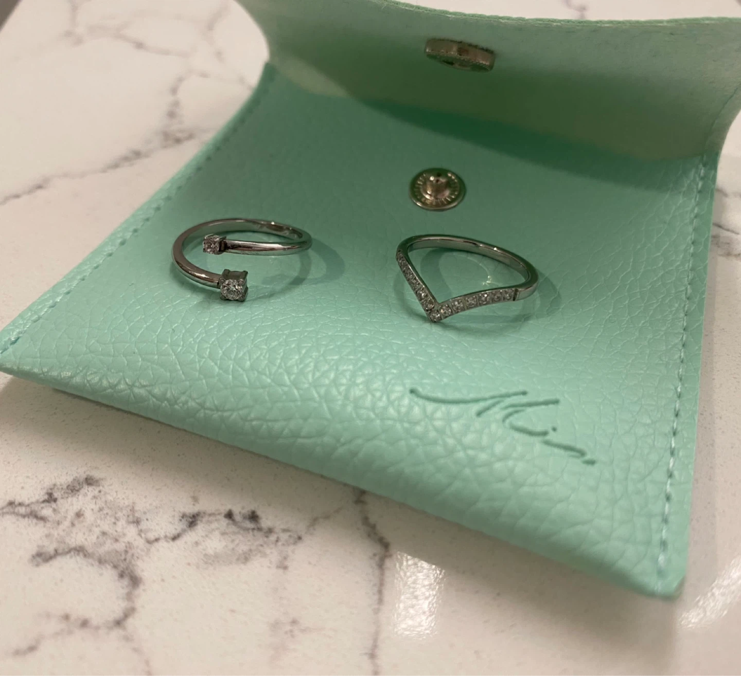 2 Mia Bijoux stainless steel rings size 5