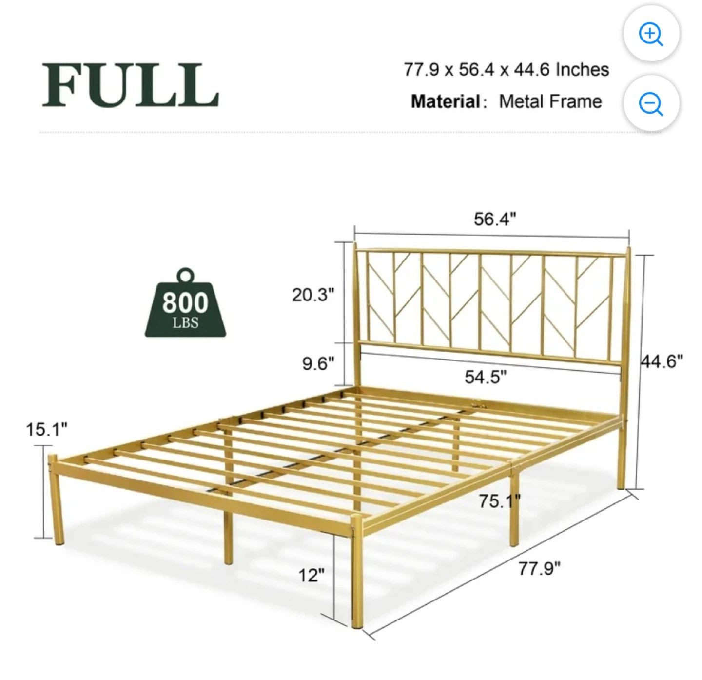 Full Gold Metal Bed Frame - photo 2