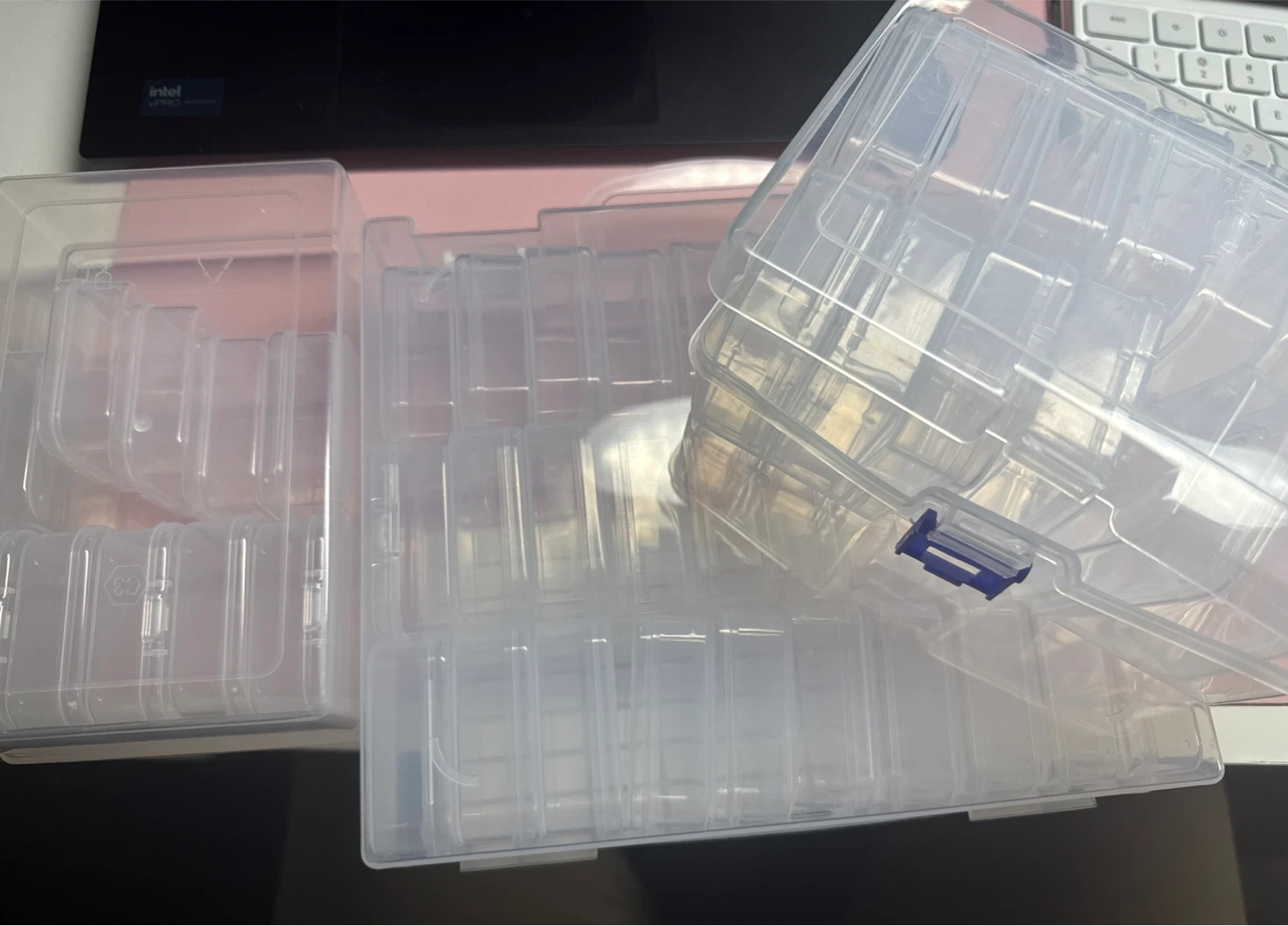 Clear Plastic Storage Box with Multiple Compartments