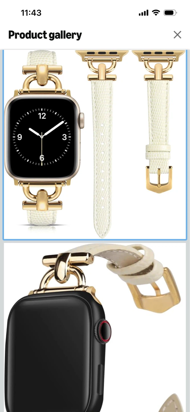 Genuine Leather Watch Band for Apple Watch - Cream & Gold