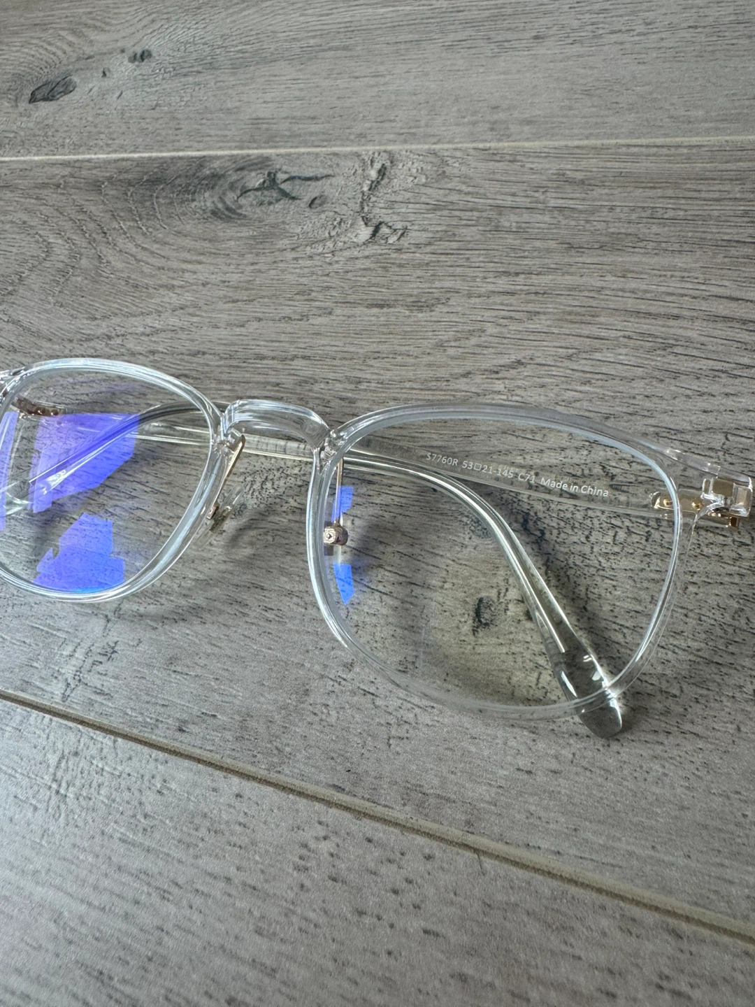 Clear frames glasses with nose pads + blue filter and without - photo 4