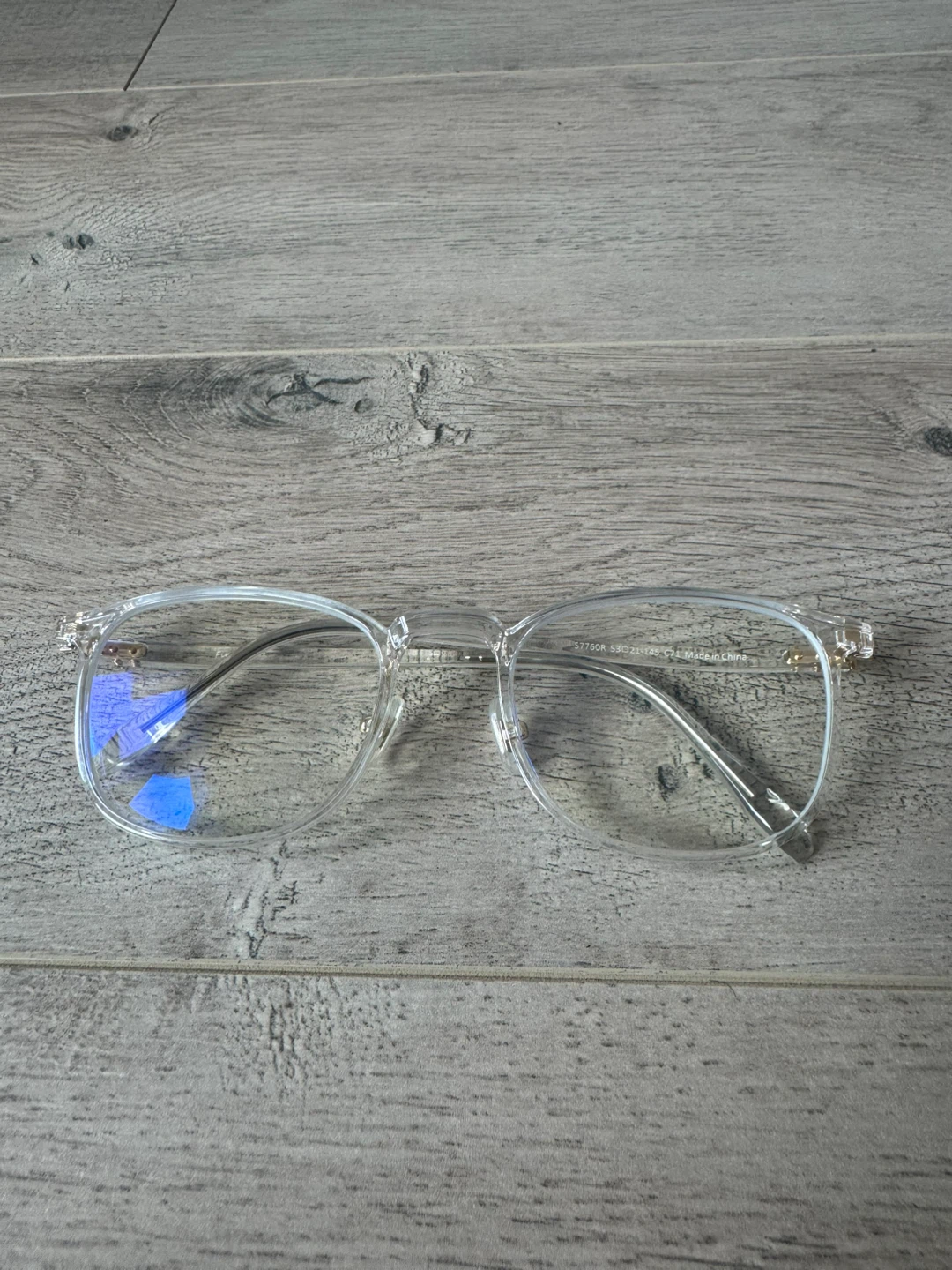 Clear frames glasses with nose pads + blue filter and without - photo 3