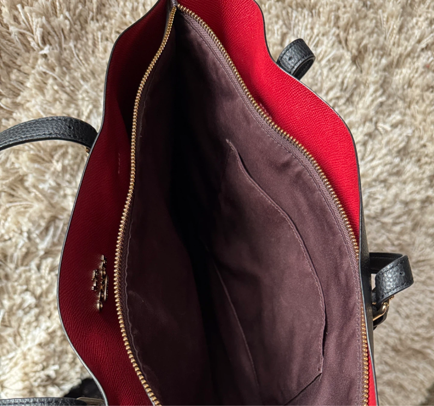 COACH Black Mollie Tote Bag with Red Interior - photo 4