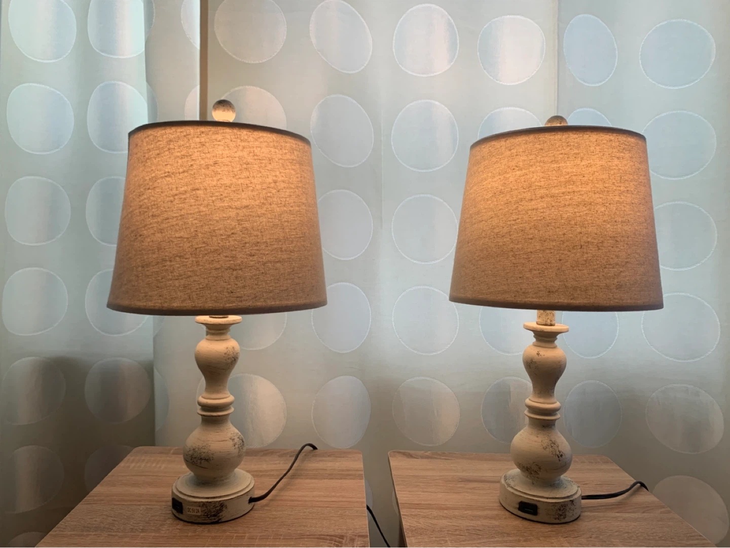 Table Lamps rustic design Set of 2 – USB Ports + Bulbs - photo 2