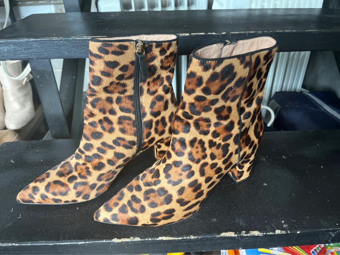 J. Crew Leopard Print Calf Hair Ankle Boots