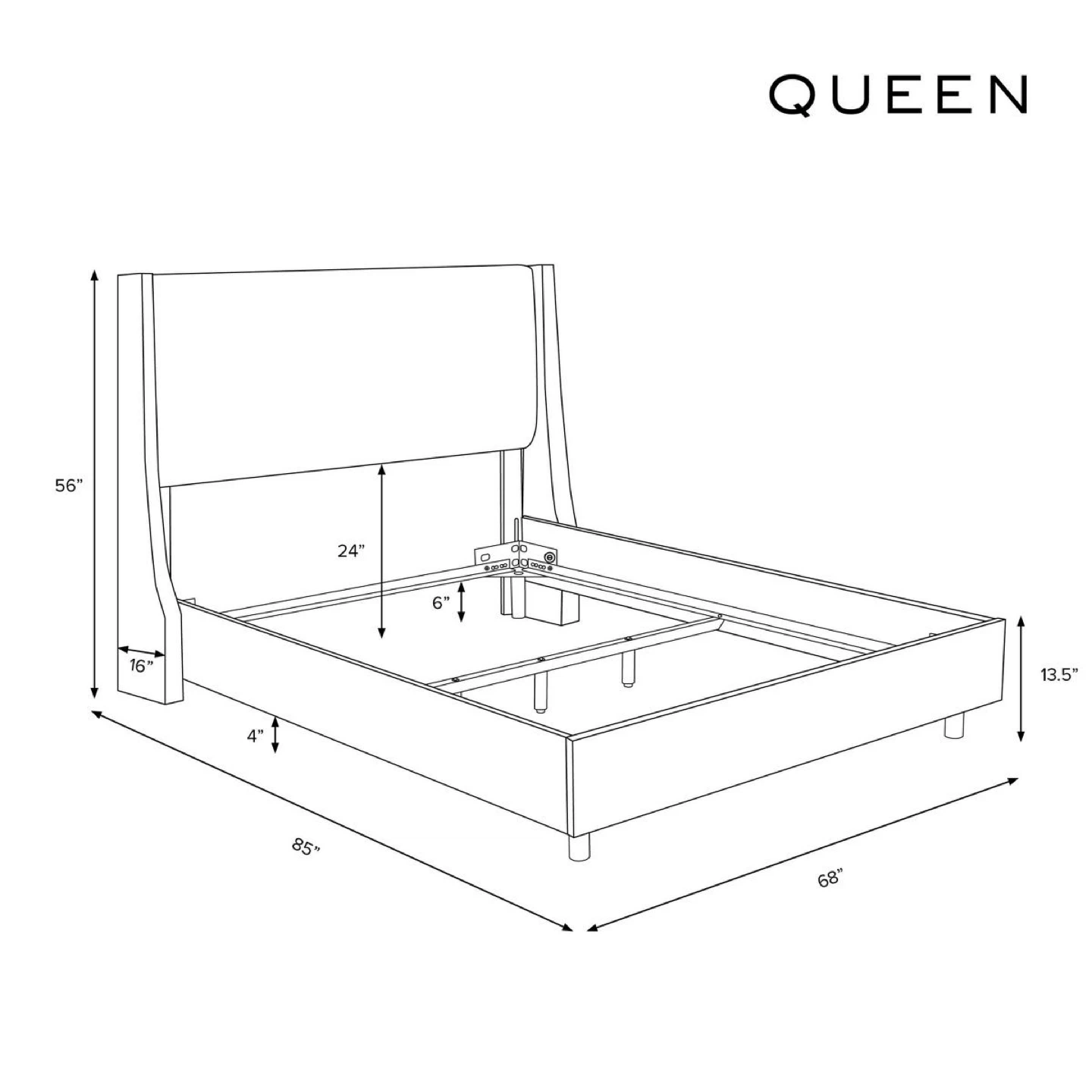 Queen Tufted Wingback Bed Frame - photo 4