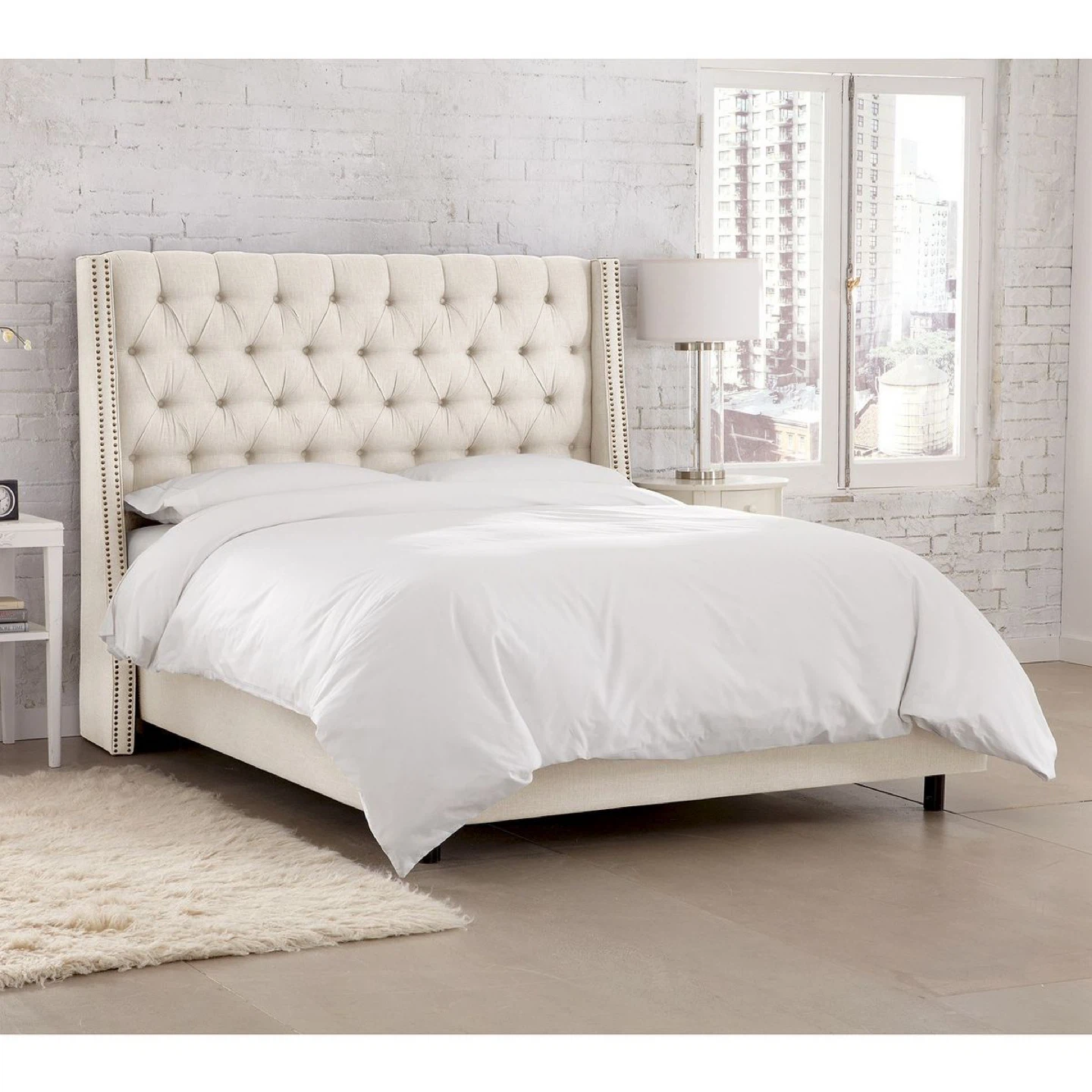 Queen Tufted Wingback Bed Frame
